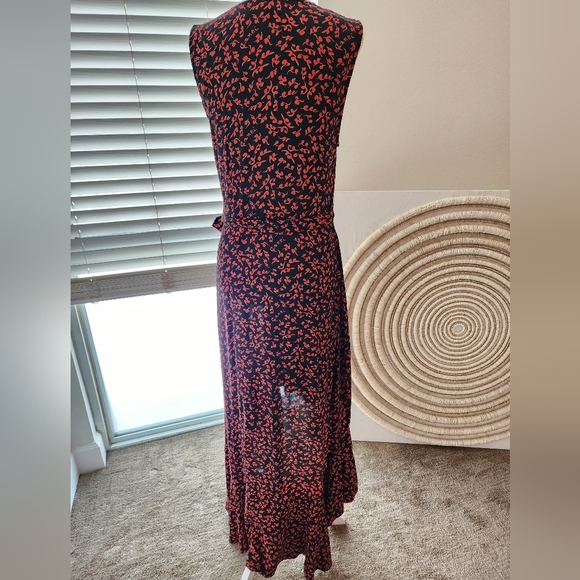 GANNI High-Low Wrap Dress Sz. 4 Red Black - Picture 4 of 11